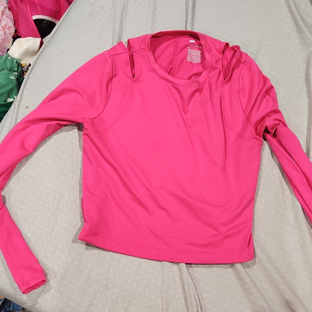 Pink All in motion long sleeve workout top.